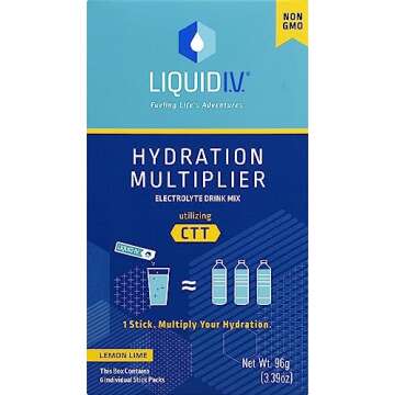 LIQUID I.V. Hydration Multiplier, Electrolyte Powder, Easy Open Packets, Supplement Drink Mix, 6 Cou...