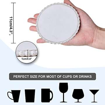 GENMOUS 6 Pack Farmhouse Wooden Bead Coasters with Metal Holder for Coffee Table Decor, Round Handmade Cup Coasters Set for Drinks Absorbent, Rustic Cute Coasters for Home Kitchen Office Table Décor