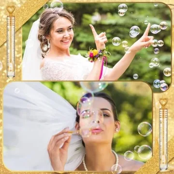 Shappy 100 Pcs Wedding Bubble Wands Bulk Mini Wedding Party Bubbles Wedding Party Favors Small Bubbles Wands for Wedding Adults Novelty Gifts (Wedding)