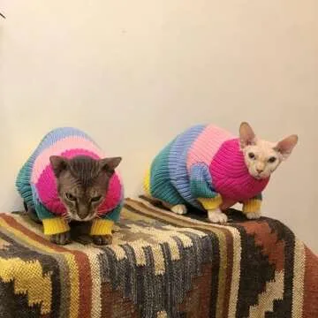 GigglyHouse Sphynx Cat Clothes - Colorful Sweater for Winter