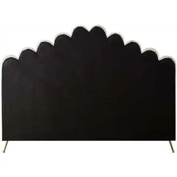 Meridian Furniture Lily Collection Modern | Contemporary Velvet Upholstered Bed with Deep Channel Tufting and Custom Gold Steel Legs, King, Cream