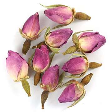 TooGet Fragrant Natural Pink Rose Buds Rose Petals Organic Dried Rosa Damascena Wholesale, Culinary Food Grade - 2 OZ