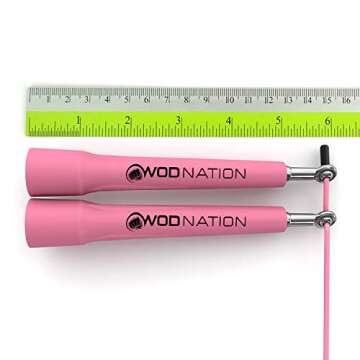WOD Nation Adjustable Speed Jump Rope for Women & Children - Pink Jump Rope for Fitness, Skipping, Boxing, MMA, Endurance, and Gym Workout
