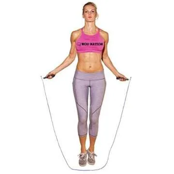 WOD Nation Adjustable Speed Jump Rope for Women & Children - Pink Jump Rope for Fitness, Skipping, Boxing, MMA, Endurance, and Gym Workout