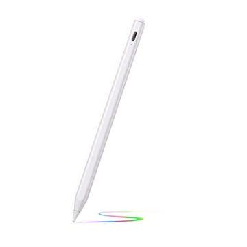 Premium White Stylus for iPad 2024 - Magnetic, Battery Display, Universal Nib