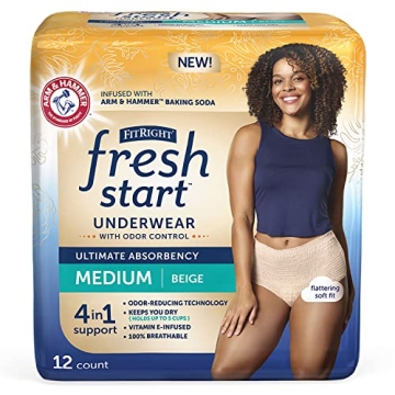 FitRight Fresh Start Urinary and Postpartum Incontinence Underwear for Women, Medium, Beige, Ultimat...