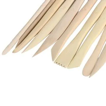 Vktech 10PCS Wooden Clay Sculpture Knife Set for Artists