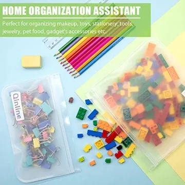 Qinline Reusable Food Storage Bags - 24 Pack Dishwasher Safe Freezer Bags, BPA Free Reusable Bags PEVA material, Leakproof Reusable Lunch Bag for Salad Fruit Travel - 8 Gallon 8 Sandwich 8 Snack Bags