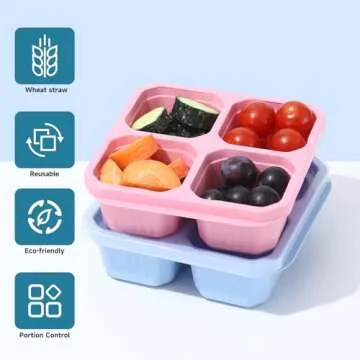 ANABIUP 4 Pack Snack Containers 4-Compartment Meal Prep Containers Reusable, Snack box Container for Kids and Adults, Food Storage Containers for School, Work, Travel