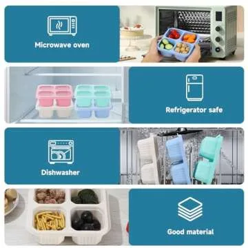 ANABIUP 4 Pack Snack Containers 4-Compartment Meal Prep Containers Reusable, Snack box Container for Kids and Adults, Food Storage Containers for School, Work, Travel