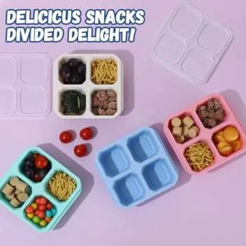 ANABIUP 4 Pack Snack Containers 4-Compartment Meal Prep Containers Reusable, Snack box Container for Kids and Adults, Food Storage Containers for School, Work, Travel