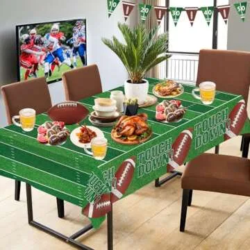 3 Pcs Football Tablecloth Plastic - Touch Dwon Football Table Cloth, Disposable Rectangle Rugby Spor...