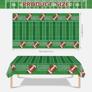 3 Pcs Football Tablecloth Plastic - Touch Dwon Football Table Cloth, Disposable Rectangle Rugby Sports Table Cover for Football Decorations Party Supplies Game Day Table Decor Favors, 108x54Inch