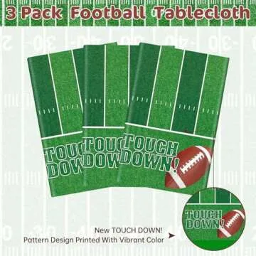 3 Pcs Football Tablecloth Plastic - Touch Dwon Football Table Cloth, Disposable Rectangle Rugby Sports Table Cover for Football Decorations Party Supplies Game Day Table Decor Favors, 108x54Inch