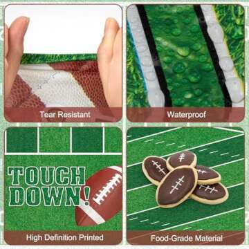 3 Pcs Football Tablecloth Plastic - Touch Dwon Football Table Cloth, Disposable Rectangle Rugby Sports Table Cover for Football Decorations Party Supplies Game Day Table Decor Favors, 108x54Inch