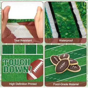 3 Pcs Football Tablecloth Plastic - Touch Dwon Football Table Cloth, Disposable Rectangle Rugby Sports Table Cover for Football Decorations Party Supplies Game Day Table Decor Favors, 108x54Inch