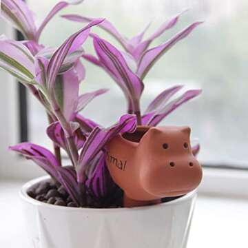 U/N Plant Watering Spikes Self Watering Spikes Terracotta Watering Spike for Small and Medium Sized Plants, Self-Watering Stakes for Indoor Plants 2 Pack (Medium -Hippo)