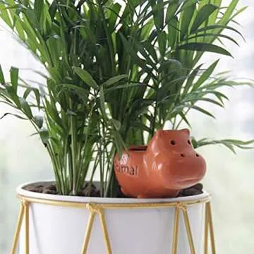 U/N Plant Watering Spikes Self Watering Spikes Terracotta Watering Spike for Small and Medium Sized Plants, Self-Watering Stakes for Indoor Plants 2 Pack (Medium -Hippo)