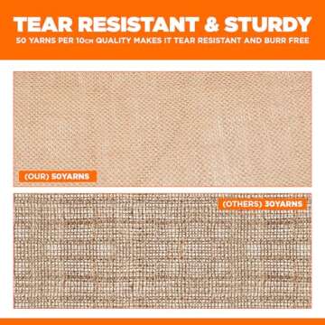 JAKSUZ Burlap Table Runners- {12inx10yards}- Burlap Cloth Roll Used for Dining Runners, Crafts, Dresser Cover & Sackcloth - Natural Jute Runner Suitable for Event Decor, Thanksgiving Table & Weddings