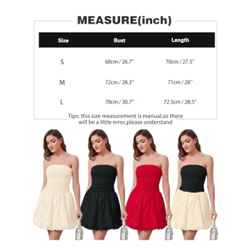 Ymejia Ruched Strapless Mini Dress for Women