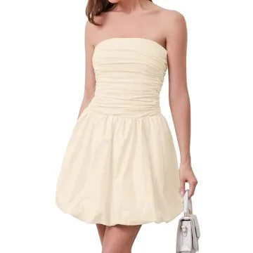 Ymejia Ruched Strapless Mini Dress for Women