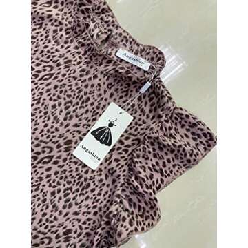 Angashion Women's Tops Casual Floral Print Cap Sleeve Ruffle Neck Loose Babydoll Shirt Blouse Tunic Top 2111 Pink Brown XXL