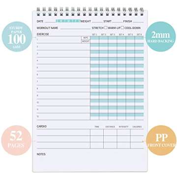 Fitness Journal Workout Planner Notepad For Women & Men Weight Loss,Daily Gym,Exercise Goals,Bodybuilding Progress,Wellness Tracker,6.7 X 9.4 inches, 60 sheets
