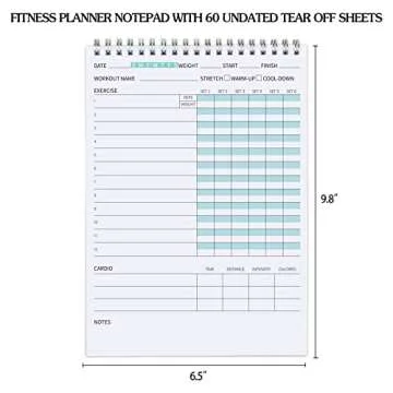 Fitness Journal Workout Planner Notepad For Women & Men Weight Loss,Daily Gym,Exercise Goals,Bodybuilding Progress,Wellness Tracker,6.7 X 9.4 inches, 60 sheets