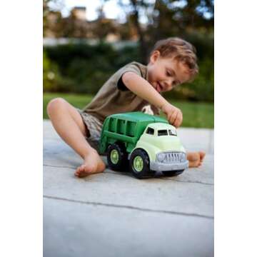 Green Toys Recycling Truck in Green Color - BPA and Phthalates Free Garbage Truck for Improving Gross Motor, Fine Motor Skills. Kids Play Vehicles