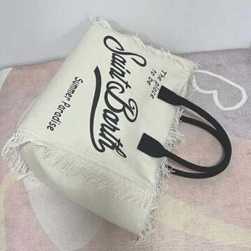 OEIPSMK Travel Bag Travel Large Capacity Women'S Bag Handmade Tassel Handbag Fashion Casual Printed Denim Handbag-Pink, Blue