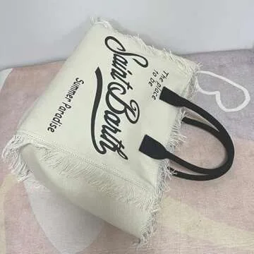 OEIPSMK Travel Bag Travel Large Capacity Women'S Bag Handmade Tassel Handbag Fashion Casual Printed Denim Handbag-Pink, Blue