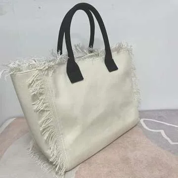 OEIPSMK Travel Bag Travel Large Capacity Women'S Bag Handmade Tassel Handbag Fashion Casual Printed Denim Handbag-Pink, Blue