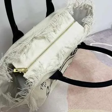 OEIPSMK Travel Bag Travel Large Capacity Women'S Bag Handmade Tassel Handbag Fashion Casual Printed Denim Handbag-Pink, Blue