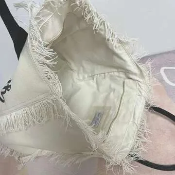 OEIPSMK Travel Bag Travel Large Capacity Women'S Bag Handmade Tassel Handbag Fashion Casual Printed Denim Handbag-Pink, Blue