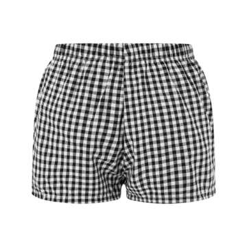 Pivanzore Y2k Plaid Shorts for Women Casual Elastic Waist Aesthetic Lounge Bottom Baggy Pajama Shorts Boxers Sleepwear(Shorts-Black,Large)
