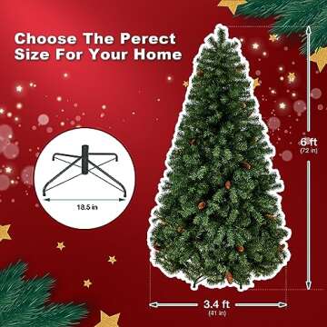 6ft Christmas Tree, BUPPLEE Unlit Artificial Christmas Tree w/1400 Branch Tips, Easy Assemble and Fo...