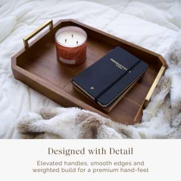 Fine Nest Home Decorative Acacia Wood Ottoman Tray - Coffee Table Tray - Breakfast, Party, Drinks, S...
