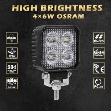 2.8 inch Led Truck Lights 48W Off Road Lights 5500LM 12V Flood Light Bar Waterproof Square Lights for Truck Tractor Off Road ATV UTV Jeep Golf cart Boat Led Work Lights for Truck