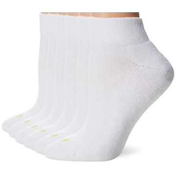 HUE Women's Cushioned Quarter Top Athletic Socks - 6-Pack, White, One Size US
