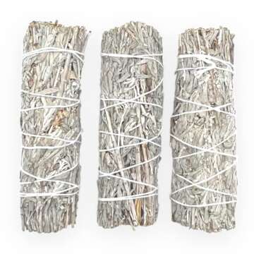 (Pack of 3)- Yerbero - Premium 4 Inch California Blue Prairie Sage Wand Bundle. 3 Hand Tied Rolls Sm...