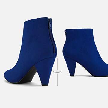 DREAM PAIRS Women's Pointed Toe Ankle Boots High Heel Booties Fashion Zipper Dress Boots,Size 9,Royal/Blue/Suede,KALILA