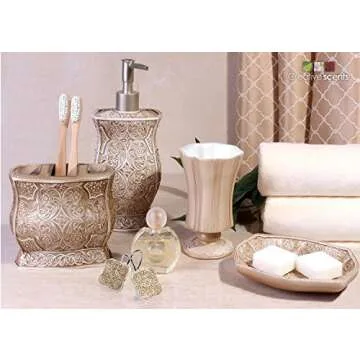 Creative Scents Victoria Beige Shower Curtain Hooks - Set of 12 Shower Curtain Rings for Bathroom Shower Rod - Decorative Shower Hooks for Shower Curtain, Sturdy Shower Rings for Curtain