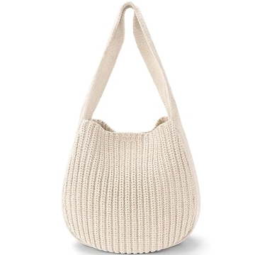 Hatisan Crochet Bags for Women - Stylish Tote Handbag - Versatile Knit Bag (Beige)
