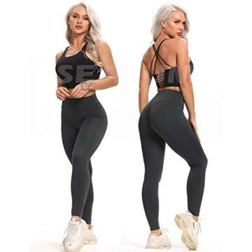 SEASUM Women Scrunch Butt Leggings High Waisted Ruched Yoga Pants Workout Butt Lifting