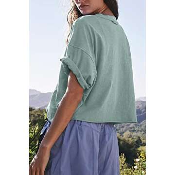 Crop Top T Shirts for Women Sage S