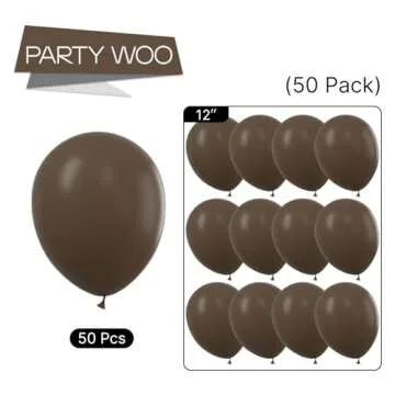 PartyWoo Dark Brown Balloons, 50 pcs 12 Inch Deep Brown Balloons, Brown Balloons for Balloon Garland or Balloon Arch as Party Decorations, Birthday Decorations, Baby Shower Decorations, Brown-F20
