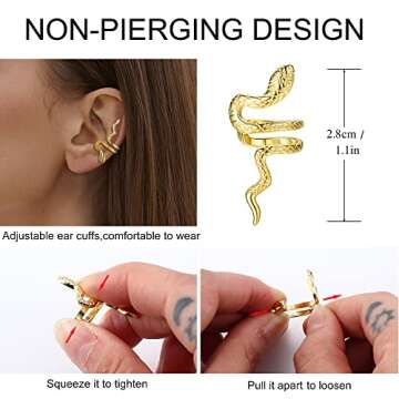 FUNRUN JEWELRY 20 Pcs Ear Cuff Earrings for Women Cuff Chain Earrings Helix Cartilage Cuff Wrap Earr...