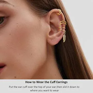 FUNRUN JEWELRY 20 Pcs Ear Cuff Earrings for Women Cuff Chain Earrings Helix Cartilage Cuff Wrap Earring Non Piercing Earring Jewelry(Gold)