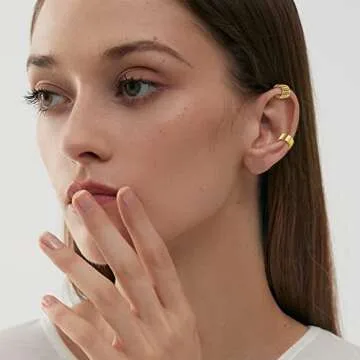 FUNRUN JEWELRY 20 Pcs Ear Cuff Earrings for Women Cuff Chain Earrings Helix Cartilage Cuff Wrap Earring Non Piercing Earring Jewelry(Gold)