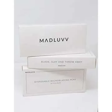 MADLUVV #12 Professional Brow Artistry Pens for Flawless Eyebrows, Hair Strokes & Shading, Premium Pens for Pigment Ink, 20mm Sterile Disposable Micro Brow Sharp - 10 Pack